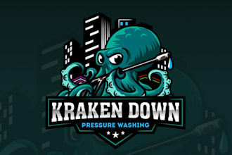 do modern wonderful kraken, octopus logo design