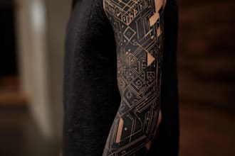 create sleeve tattoo design in geometric style