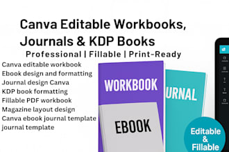format, design canva editable fillable workbook ebook journal magazine kdp book