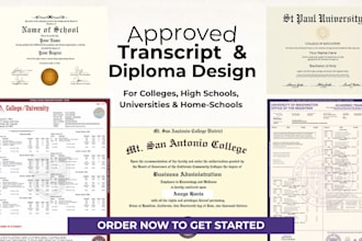 design high school, college, university transcript, ged certificate and diploma