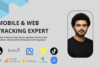 set up mobile and web tracking, ga4, firebase, GTM, and mmps