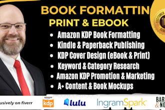 format and publish your book on amazon kindle KDP, barnes and noble, ingramspark
