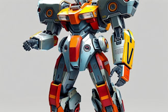 make amazing character mecha robot illustration