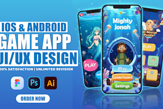 design professional IOS and android mobile 2d game UI UX in figma