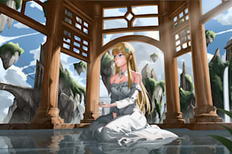 draw an anime wallpaper illustration with your character