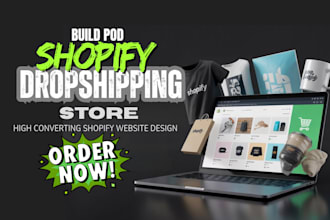 build pod shopify branded dropshipping shopify website