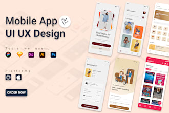 do design UI UX app design with wireframes or mockups