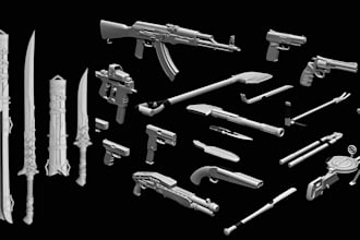 sculpt 3d cosplay weapons props 3d airsoft gun model accessory for 3d printing