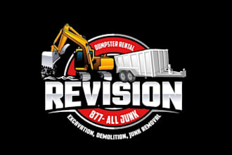 exclusive marvelous dumpster and excavator logo design
