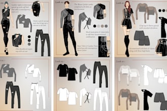 create detailed flat sketches with fashion illustration