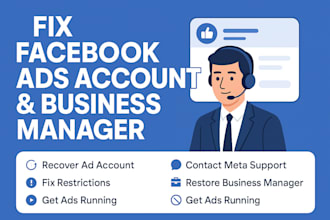 contact facebook support to restore your ads and business account