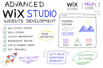 develop advanced wix studio website with velo coding and animations