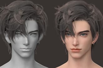sculpt realistic 3d face, 3d head bust model, miniature sculpture, 3d sculpting