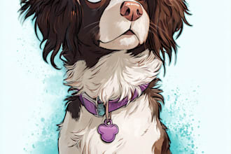 do disney pets portrait illustration in disney style