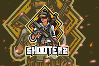 design a shooter esport gaming logo modern, dynamic and professional