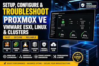setup, configure and troubleshoot proxmox ve, vmware esxi, linux and clusters