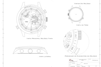 create 3d watch technical drawing  cad modeling  skeleton watch modeling