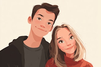 draw a beautiful couple portrait