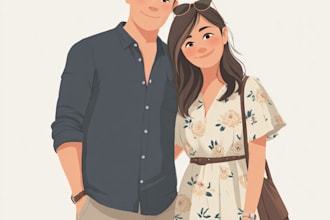 do watercolor couple portrait custom couple
