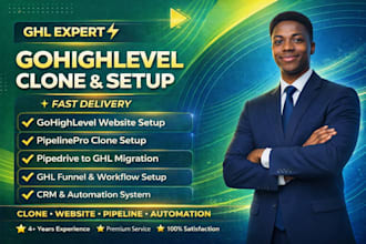 gohighlevel expert gohighlevel website pipelinepro pipedrive ghl clone setup