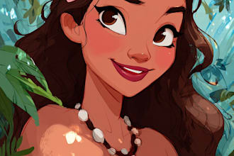 draw cartoon portrait in disney cartoon illustration