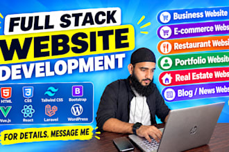 do website development as full stack web developer, front end, backend developer