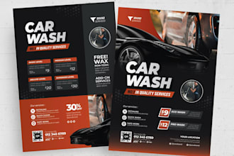 design professional flyers for car wash, auto repair, and lawn care services
