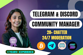 be your professional telegram and discord community manager, chatter, admin