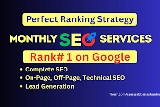 provide complete monthly SEO service with on page, off page and technical