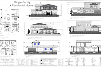 architect of city permit blueprints adu, mep framing plan, construction drawings