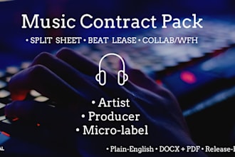 draft music contracts, split sheet, beat lease, collab agreement