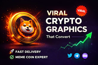 design viral crypto promo graphics for meme coins that trend on twitter telegram