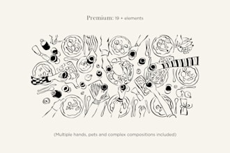 create elegant table and food illustrations for menus, events and marketing