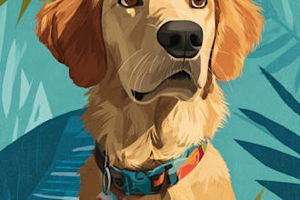 do disney pets portrait illustration in disney style
