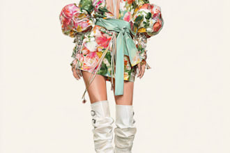 draw a digital fashion illustration