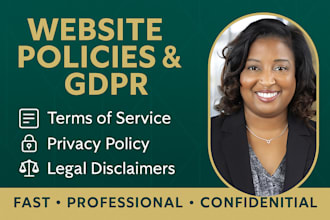 draft website terms of service, privacy policy, gdpr compliance, and disclaimers