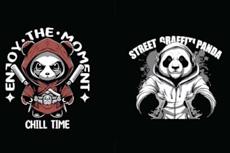 design ninja gaming panda logo and vector illustration