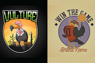 make vintage summer bird ostrich logo t shirt design