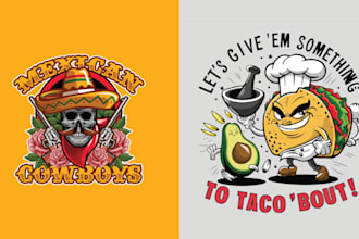 design t shirt skull mexican food cowboys logo