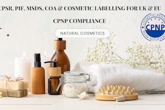 prepare cpsr pif, msds coa, labelling for cosmetic products UK eu cpnp