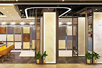 do 3d tiles showroom design, faucets, kitchen, ceramics, sanitary ware showroom