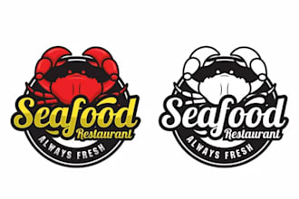 create a vintage premium crab seafood restaurant logo design