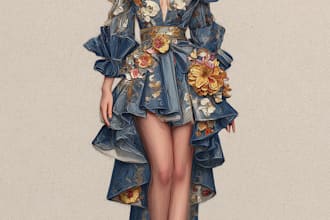 draw a fashion illustration, sketch, portrait