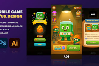 design modern game UI UX for your PC and mobile