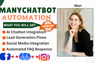 do manychat ai chatbot automation,facebook, whatsapp,auto reply api integration