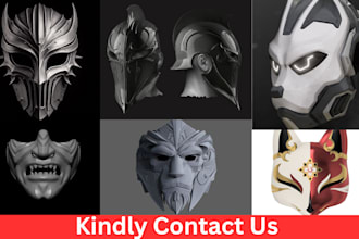 create custom halloween 3d mask, oni mask, 3d cosplay helmet, props stl file