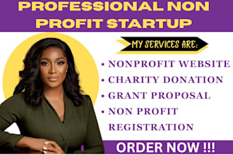 design nonprofit websites, charity donation platforms, and write grant proposal