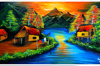 create handmade acrylic abstract landscapes for your space