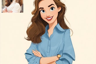 do a portrait in semi realism disney cartoon style
