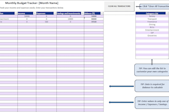 create an automated personal monthly budget tracker in excel